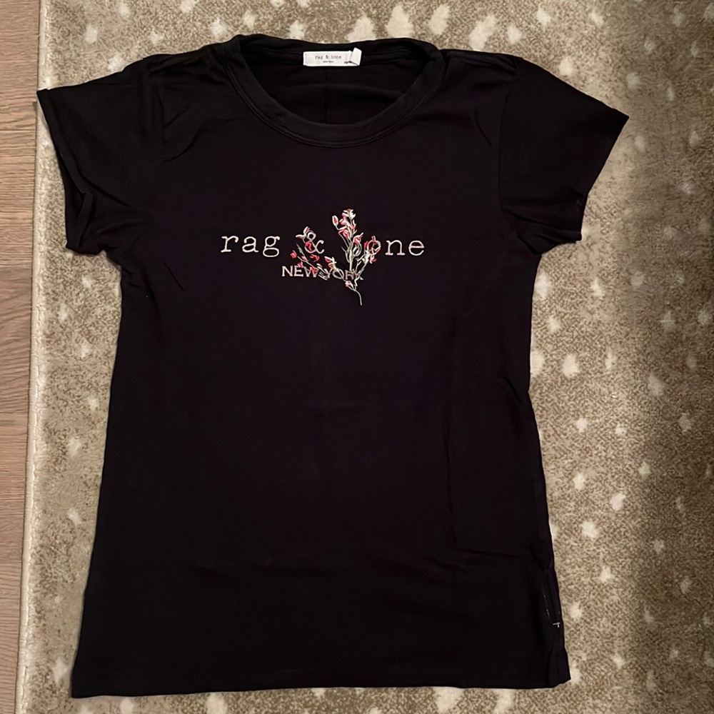 Rag & Bone Black Tee with Printed Logo